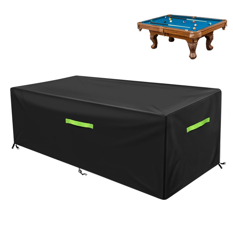 GEMITTO 7/8/9 ft Pool Table Cover, Waterproof Billiard Cover Polyester Fabric for Snooker Billiard Table (102x53x32in) Black - Image 1